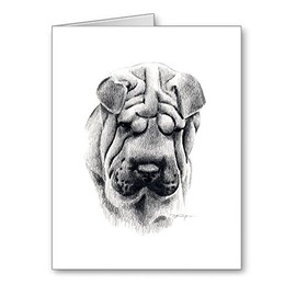 DJ Rogers Fine Art Shar Pei - Set of 10 Dog Note Cards With Envelopes