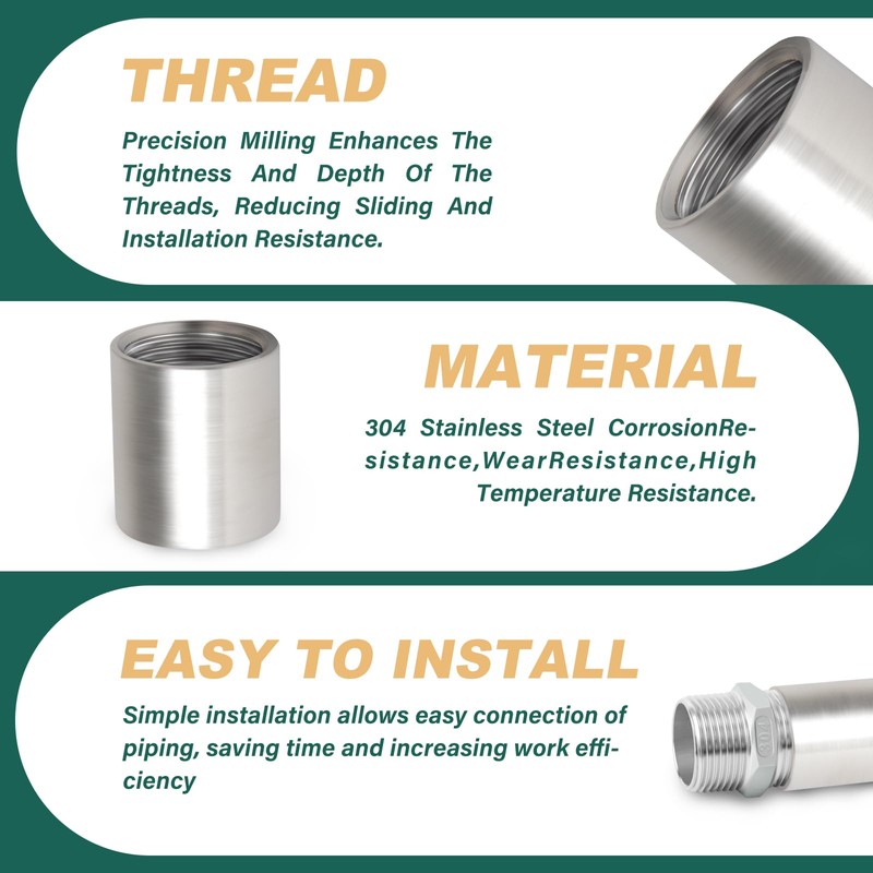 GORAGUCHI 10PCS 304 Stainless Steel Cast Pipe Fitting, 1/2" NPT