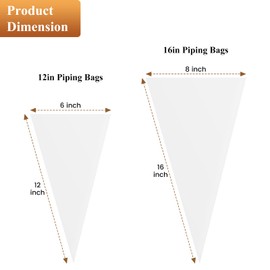 50pcs 12 Inch and 50pcs 16 Inch Disposable Piping Bags, Anti Burst Icing Bags for Cream Frosting, Cakes and Cookies Decoration
