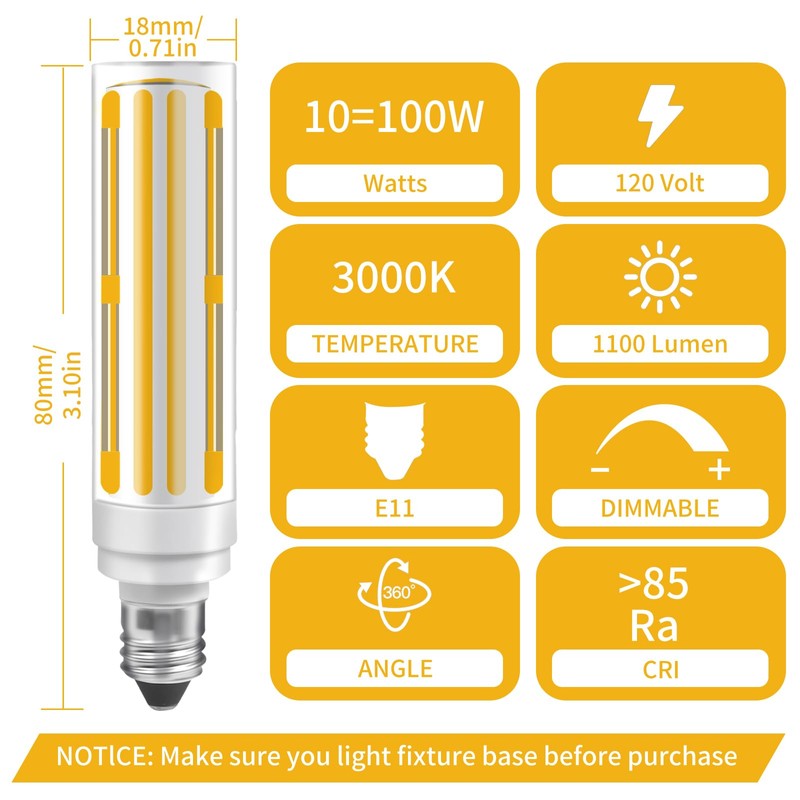 Dimmable JDE11 Led Bulbs 120V 100W Halogen Candelabra Bulbs Equivalent,COB