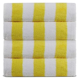Luxury Hotel & Spa 100% Turkish Cotton Pool Beach Towels-Light Yellow Cabana Set of 4
