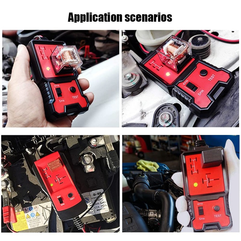 Greluma 1 Stück Auto-Relaistester,12V elektronischer Relaisprüfer,Autobatterietester mit Clips für automatische