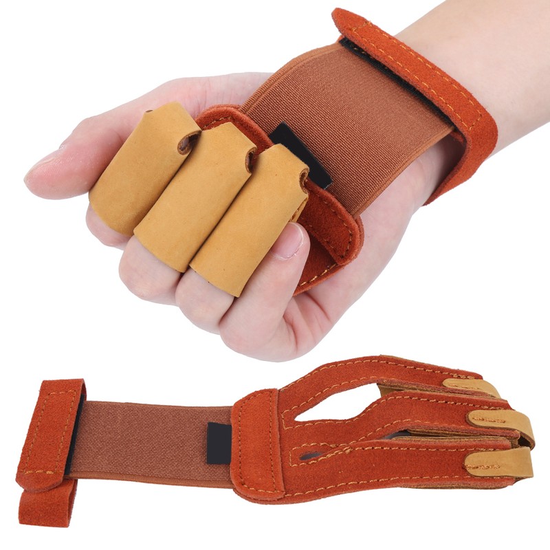 Outdoor Three Finger Guard Glove Traditional Recurved Bow Shooting Archery