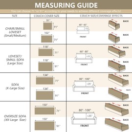 MYSKY HOME Couch Covers for 3 Cushion Couch Sofa, Sectional Couch Cover L Shape Chenille Couch Cushion Covers for Pets, Furniture Protector Cover for Dogs, Kids, 91"X150", Camel