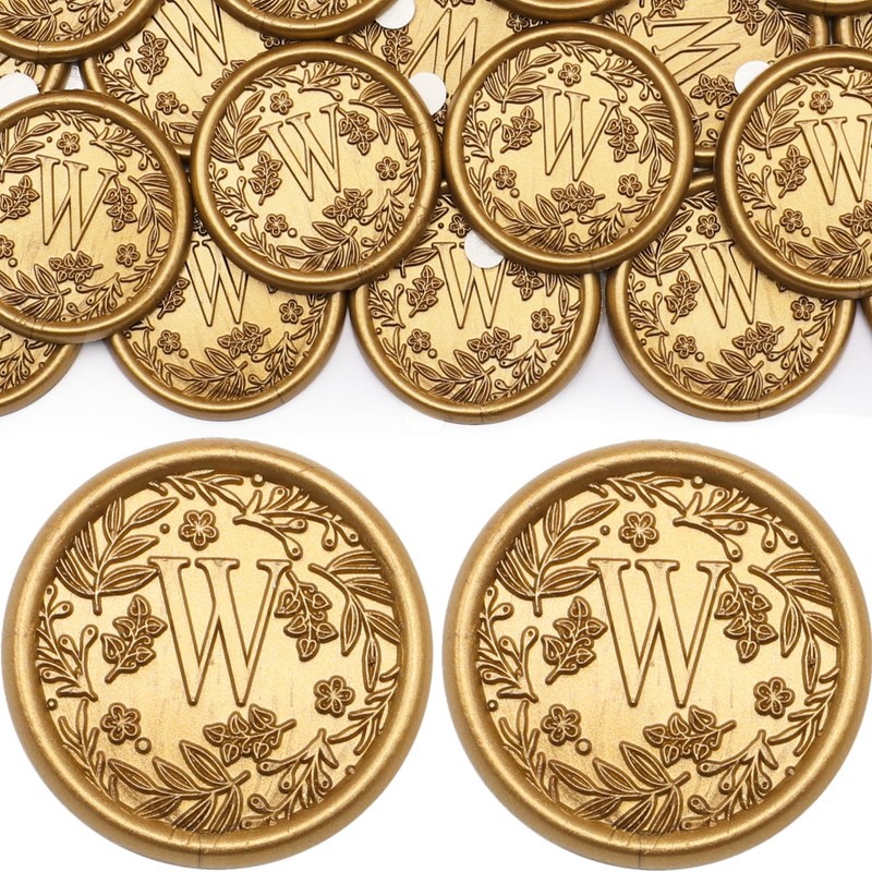 SWANGSA Botanical Flowers Letter W Wax Seal Stickers, 100 Pcs,