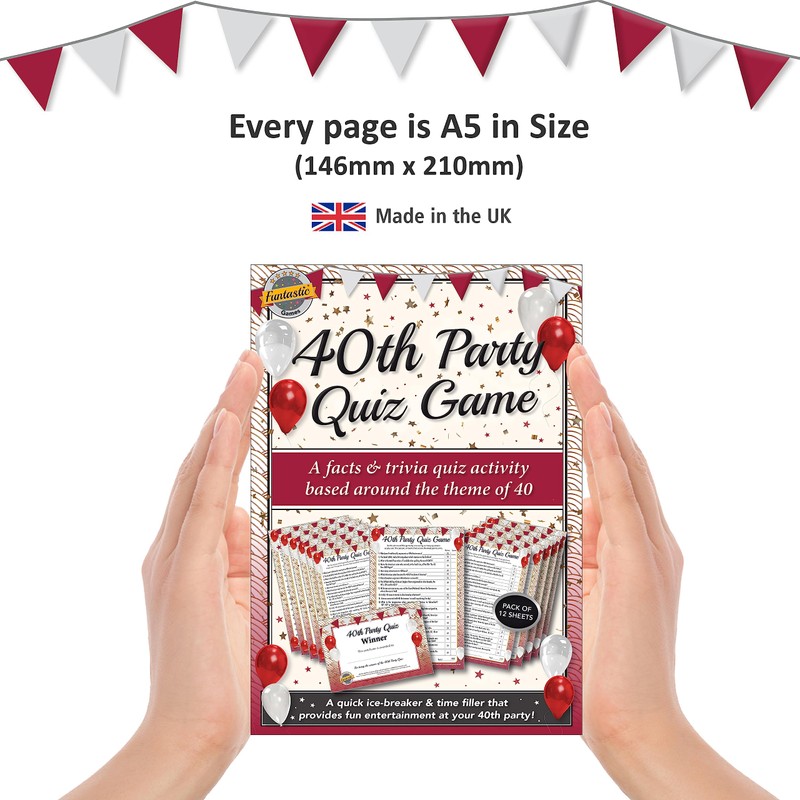 40th Party Quiz Game | A fun, entertaining party activity