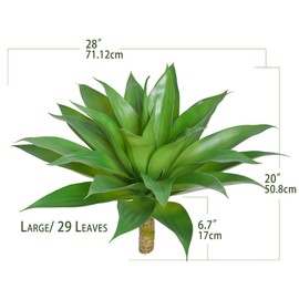 JIAAUAN Artificial Agave Plant 28" Large Agave Plant Artificial Fake Agave Succulent Plant UV Resistant Faux Agave Plant for Indoor and Outdoor Decorating