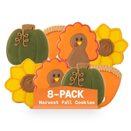 WANDERCRUMB | Thanksgiving Gifts for Kids & Adults | Hand-Decorated Sugar Cookies Gift Set – 8 Pack Cookies Individually Wrapped – Fall Treats, Autumn Cookie Box, Thanksgiving Treats