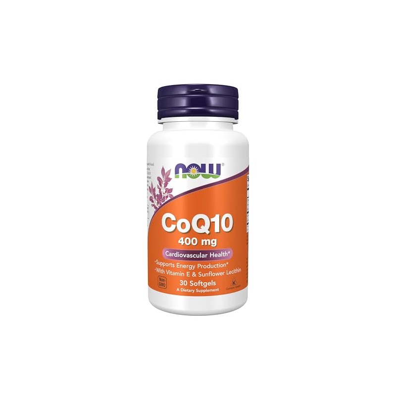 Now Suplementos CoQ10 400 mg, grado farmacéutico, forma todo transversal