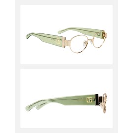 TIJN Iconic Trendy Blue Light Blocking Glasses for Women Men, Oval Acetate Metal Frame, Melisha