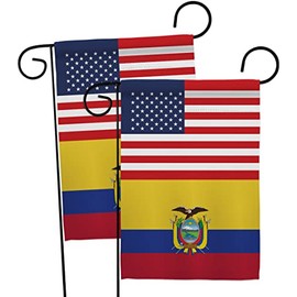Ecuador US Friendship Garden Flags 2pcs Pack Regional USA American Alliance World Country Particular Area Small Decorative Gift Yard House Banner Double-Sided Made In 13 X 18.5