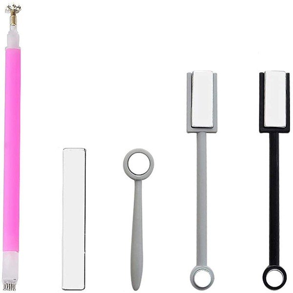5 Piece Nail Magnet Stick Set, MKNZOME Nail Magnetic Pen and Strong Magnet Stick Dotting Pens for DIY 3D Magnetic Cat Eye UV Gel Polish Nail Art