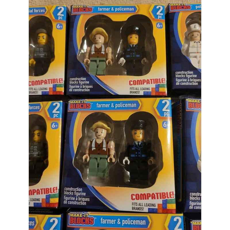 Greenbrier International (24) Make-It Blocks Figurines, Construction blocks figurines New