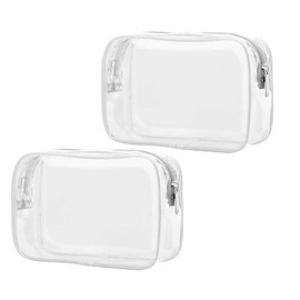Toiletry Bag, Cosmetic Bags 2 Pack with Zipper Travel Accessories, PVC Makeup Bags for Travel, Travel Bags for Men and Women (White, 20 * 15 * 6CM)