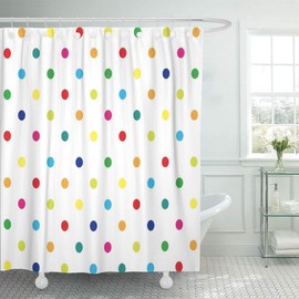 ArtSocket Shower Curtain Geometric Colorful Rainbow Polka Dot Home Bathroom Decor Polyester Fabric Waterproof 72 x 72 Inches Set with Hooks