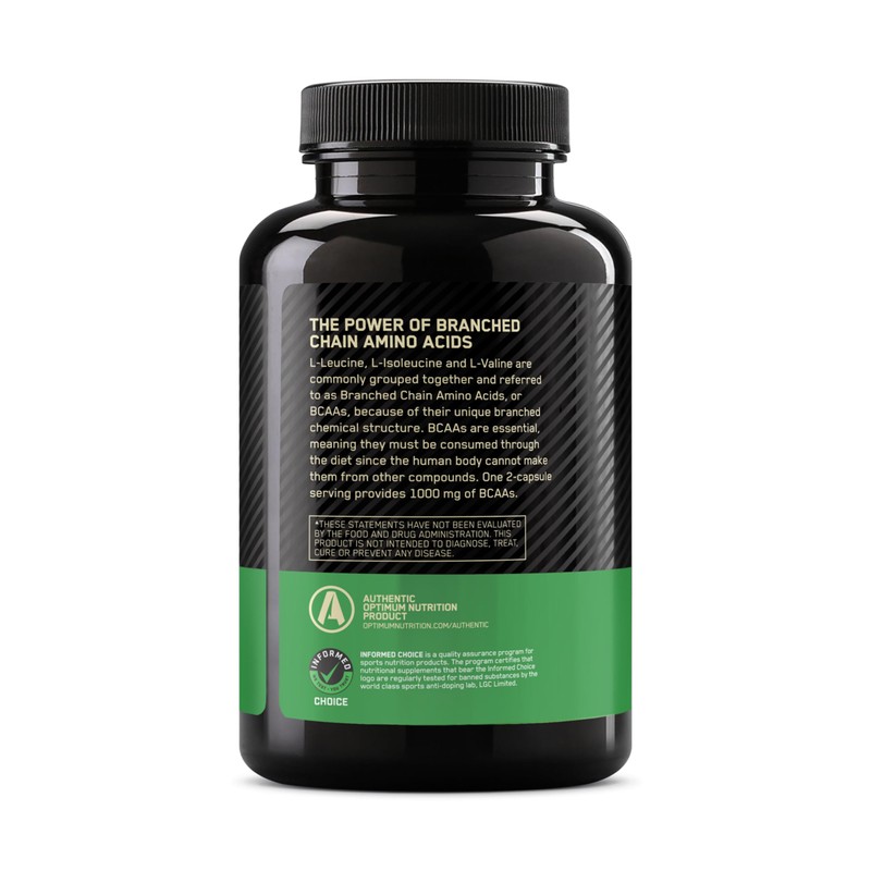 Optimum Nutrition Instantized BCAA Branched Chain Essential Amino Acids Capsules,