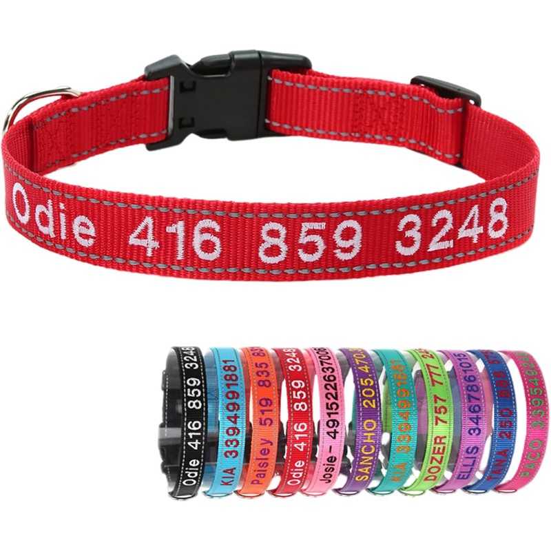 Collar de Perro Nylon Reflectante con Nombre Personalizado Collar Perro