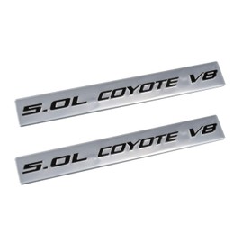 2011-2020 Mustang GT F150 5.0 Coyote V8 Emblems Silver and Black Pair
