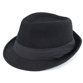 Vikodah Felt-Trilby-Fedora-Hat for Kids Short Brim Manhattan Gangster Cap for Boys 4-8Yrs Black