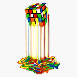 Rainbow Abstraction Melted Rubiks Cube Bumper Sticker Window Vinyl Decal 5"