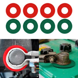 QZTYTY 8PCS Battery Terminal Anti Corrosion Washers, Battery Terminal Protector, 4 Red & 4 Green Battery Post Washer Fiber Washers for Protecting Battery Terminal, Universal Car Accessories for Cars