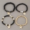 Fuqimanman2020 Boho 4pcs Butterfly Charm Gold Beaded Stackable Stretch Bracelet