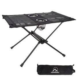 UZPNAAU Ultralight Camping Table, Portable Folding Mesh Camp Table, Backpacking Table with Carry Bag & 2 Cup Holder, for Camping, Picnic, Fishing