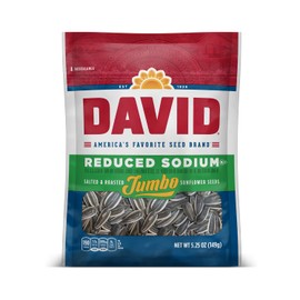 DAVID Roasted and Salted Reduced Sodium Sunflower Seeds, Original Flavor, 5.25oz.