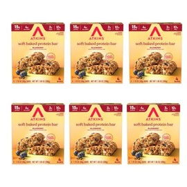 Atkins Soft Baked Protein Bars, Blueberry, 15g Protein, 4g Net Carbs, 2g Sugar, Excellent Source of Fiber, High in Protein, 6 Packs (4 Bars Each)