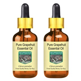 DEVPRAYAG Devprayag Pure Grapefruit Essential Oil (Citrus paradisi) with Glass Dropper Steam Distilled (Pack of Two) 100ml X 2 (6.76 oz)