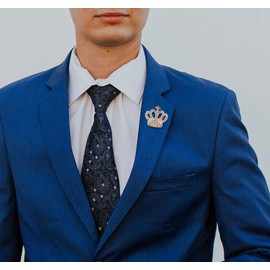 Rhinestones Crown Collar Brooch Pins, Retro Metal Crown Collar Pins,Metal Crown Lapel Pin,crystal Crown Collar Pin Lapel Pin for Women Men's Suit Coat Accessories (Gold)