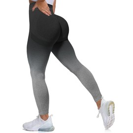 MOHUACHI High Waisted Leggings for Women Tummy Control Butt Lifting Yoga Pants Workout Compression Tights (Gradient Black Gray, Large)