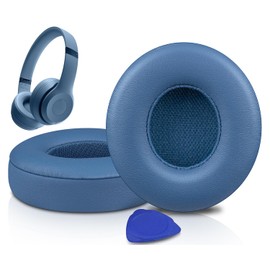 SOULWIT Earpads Cushions Replacement for Beats Solo 4 Wireless On-Ear Headphones, Solo4 Ear Pads with Soft Protein Leather, High-Density Noise Isolation Foam, Added Thickness - Slate Blue