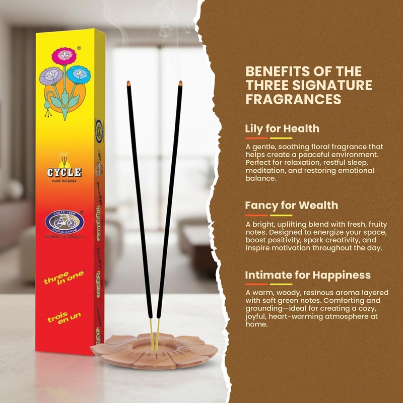 Cycle Three in One Incense Sticks – 3 Signature Fragrances(Lily,