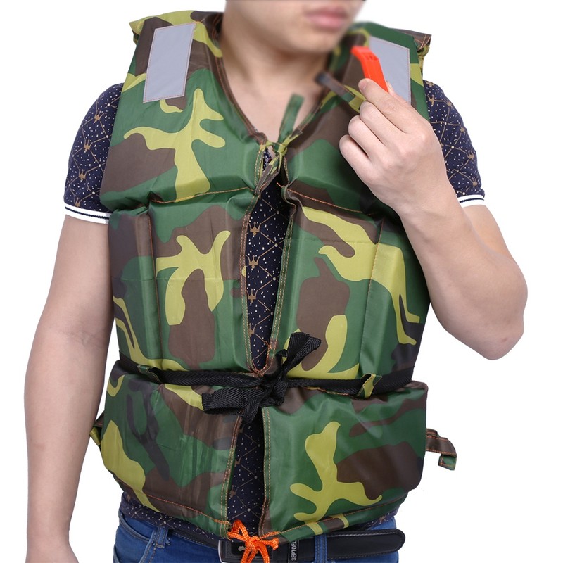 Camouflage Adult Boating Swimming Life Jacket Buoyancy Aid Polyester Floating