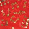 Basic Sense Music Note Foiled Light Weight Scarf, Red