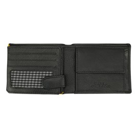Manza Wallet I Wallet Made of High-Quality Leather with RFID Protection I Men's Wallet with Coin Compartment I 13 Slots for Credit Cards I Wallet in Landscape Format, black/yellow, Landscape