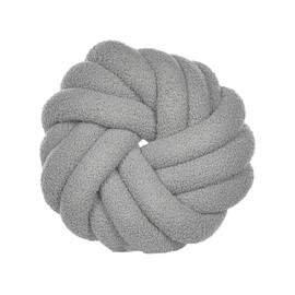 Beliani Modern Knotted Cushion Grey Bouclé Plush Wicker 31 x 31 cm Akola