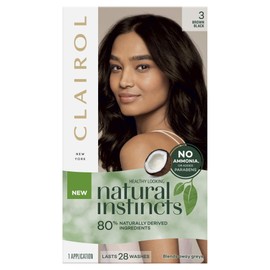 Clairol Natural Instincts Semi-Permanant Hair Colour, 3 Brown Black, Ammonia Free, Natural Hair Colour