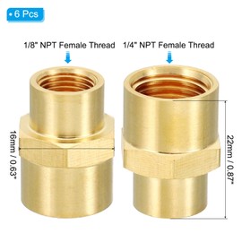 PATIKIL Brass Pipe Fittings Coupler, 3Pcs 1/8" x 1/4" NPT Female Thread Brass Hex Nipple Coupling Reducer Adapter Tubing Connector Adaptor for Water, Air, Oil, Gas Line System