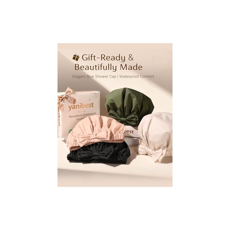 Yanibest Gorro Ducha Reutilizable Impermeable Banda Elástica Ancha Cómodo Duradero