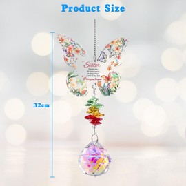 Crystal Sunshine Catcher Sister Birthday Gifts Butterfly Pendant Best Friendship Crystal Gift for Women Sister Friends Unique Bestie Gift