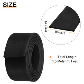 TOP-VIGOR EPDM Rubber Foam Strip 50mm(W) x 3mm(T) x 1.5m(L) Flexible Rubber Sealing Strip Neoprene Sheet Weatherproof Door Seal Insulation Craft Foam Tape Black