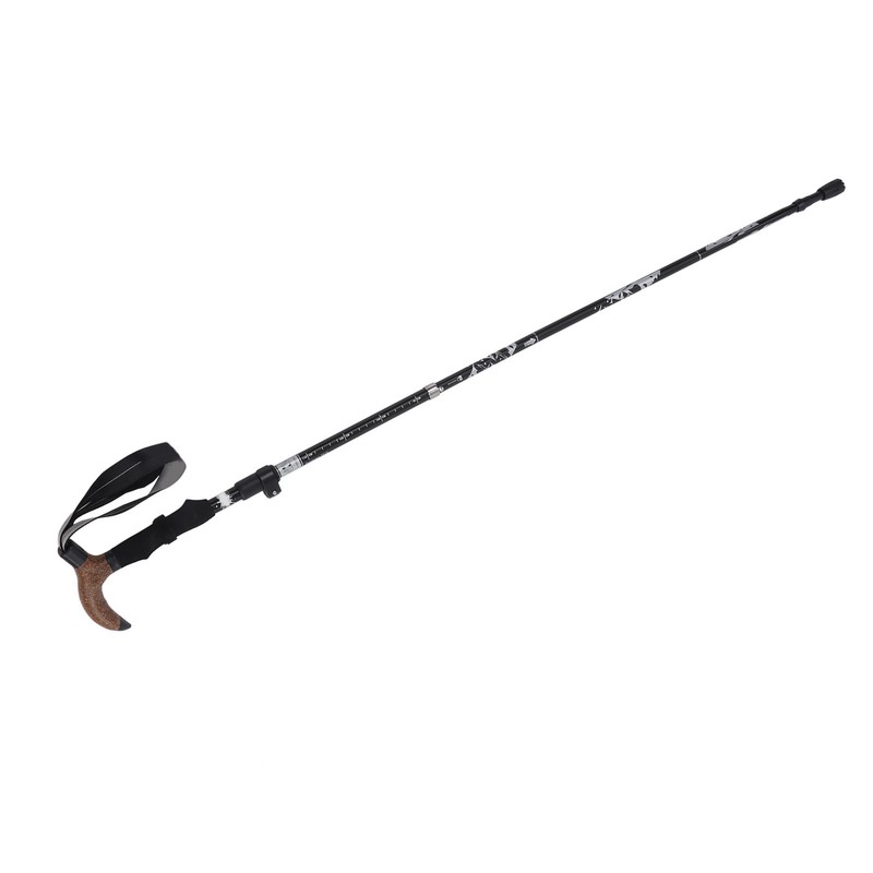 Trekking Pole Hiking Walking Stick 5 Fold Curved Handle Ultra