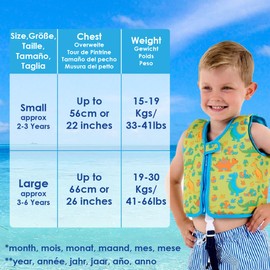 Go Swim Float Vest - *Includes Free Swim bag* Fixed Buoyancy Childrens Swim Jacket With Safety Strap. (Fab Flamingos, Large)