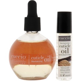 Cuccio Naturale Cuticle Revitalizing Oil Set - Provides Intense Hydration - Replenishes And Strengthens Nails - Promotes Healthier Skin - Easy To Use Rollerball - Vanilla Bean And Sugar - 2 Pc