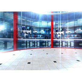 BELECO 7x5ft Fabric News Room Studio Hall Backdrop 3D TV Broadcast Backdrop for Live Stream Video Conference Photo Props