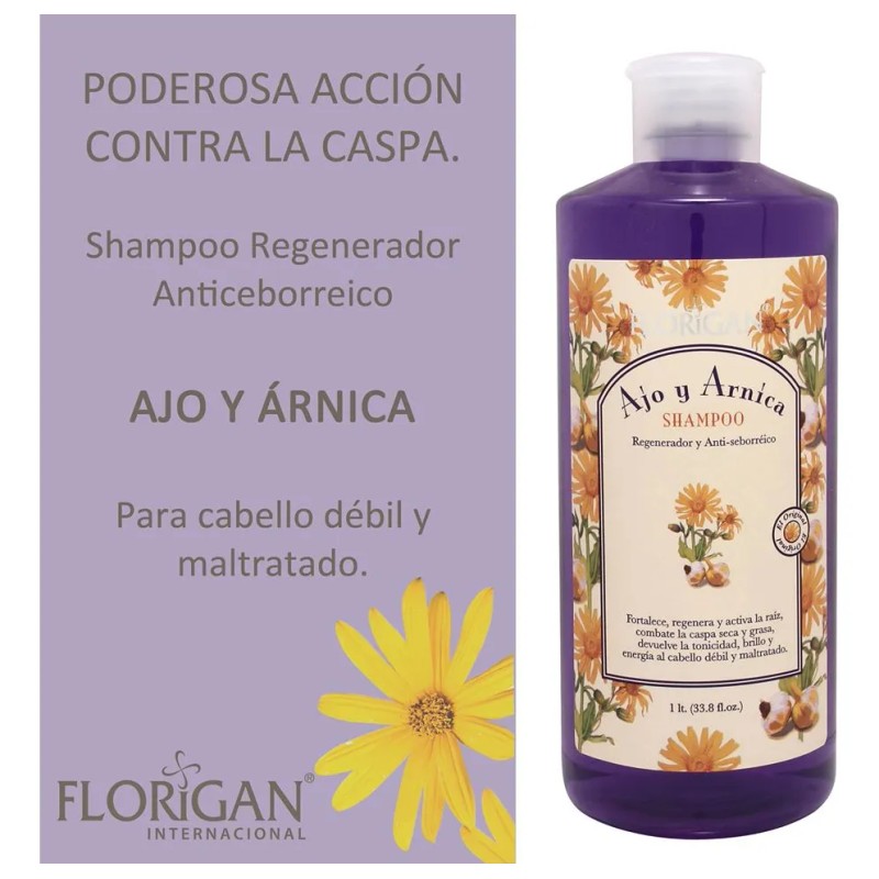 Shampoo Regenerador Antiseborreico Ajo Y Arnica Florigan® 1l