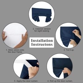 Mecodeco Room Darkening Blackout Small Window Curtains Solid Color Energy Saving Decorative French Door Curtains for Home Office Living Room 25W x 20L Inch Navy Blue 1 Panel