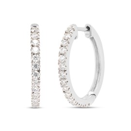 SAVEARTH DIAMONDS 1 1/10 ct. t.w Round Cut Lab Created G-H Color Moissanite Diamond Hoop Earrings In 14K White Gold Over Sterling Silver Jewelry For Women Engagement Wedding, (1.10 Cttw, VVS1 Clarity)
